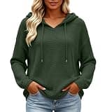 Beessbest Hoodies for Women Waffled Long Sleeve Sweatshirts Army Green