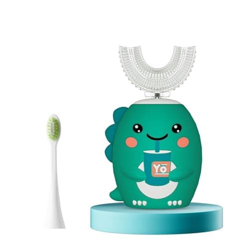 yeklike Kids U Shaped Electric Toothbrush,Auto Kids Whole Mouth Toothbrushes,Cartoon Dinosaur 360-Degree Cleaning IPX7 Waterproof Design for Youth 8-12