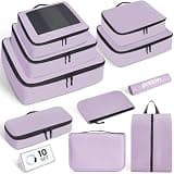 Prezon Mesh Packing Cubes for Travel, Durable Luggage Organizer with Sturdy Material and Double Zippers, Comprehensive Set for Travel Accessories Storage, 10 set, purple