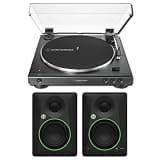 Audio-Technica AT-LP60XBT-BK Automatic Bluetooth Turntable Bundle with Mackie CR4.5BT 4.5-Inch Powered Studio Monitors — 50W Vinyl Record Player System for Music Listening, Gaming, Desktop Audio