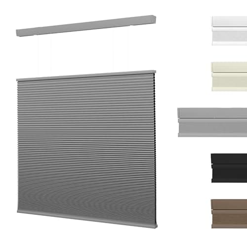 Boolegon Top Down Bottom Up (TDBU) Cordless Cellular Shades – Blackout, Thermal Insulation, Noise Reduction, Honeycomb Blinds for Indoor Windows 29.5" W x 48" H, Blackout Light Gray