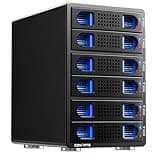 CENMATE Aluminum 6 Bay Hard Drive Enclosure with Cooling Fan for 2.5“/3.5" SATA HDD/SSD with USB A/C 3.0, Support Hot Swappable, Tool-Free HDD Enclosure, DAS(NO RAID/NAS)