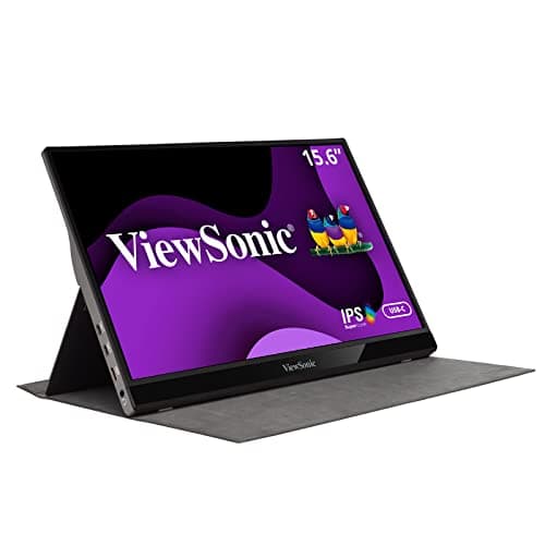 ViewSonic VG1655 15.6 Inch 1080p Portable Monitor, IPS Display with Eye Care for Comfortable Mobile Workspaces and Second Screen Productivity, Built-in Stand, 60W USB-C, and mini HDMI Inputs