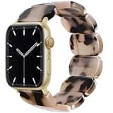 Newlibery Resin Stretchy Watch Bands Women Compatible with Apple Watch 38mm 40mm 41mm 42mm (S11/10) Tortoise Light Bracelet Beaded Elastic Strap for iWatch Series11/10/9/8/7/6/5/4/3/2/1/SE/Ultra (S)