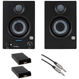 PreSonus Eris 3.5BT Gen 2 Powered 3.5-Inch 50W Bluetooth Power Desktop Speakers Bundle with Pair of Auray IP-S Small Isolation Pad and 1/4" TRS Male to Male Audio Cable