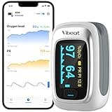 Vibeat Bluetooth Fingertip Pulse Oximeter with Pulse Rate, Blood Oxygen Saturation Monitor | Finger O2 Meter, Batteries and Lanyard Included, Free APP