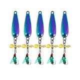 Kalttoy Fishing Baits, 5pcs Spoon Spinner Sequins Baits with Propellers Fly Lures Metal Fly Baits Fishing Accessories