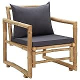 DXKDUSOKJ Bamboo Garden Chairs Set of 2 with Cushions, Traditional Outdoor Patio Seating with Slatted Backrest and Padded Seat, Sturdy Natural-Looking Chairs for Terrace or Garden