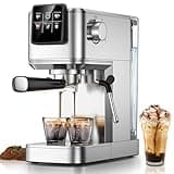 Espresso Machine 20 Bar with Touch Screen, Hot & Iced Coffee Makers, Stainless Steel Espresso Maker with Rapid Cold Brew & Milk Frother Steam Wand, with Water Tank for Latte, Cappuccino, Gift