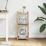 LPERTGFHU 3-Tier Bamboo Shelf Square Storage Organizer, Compact Wood Display Rack for Bathroom, Living Room, and Indoor Plant Stands, 13.8 x 13.8 x 31.9 Inches