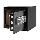 Small Home Safe Box, 13”W x 15”D x 12”H Digital Keypad Safe Compact Personal Safes with External Battery Box for Money, Jewelry and Valuables, Bedroom & Office Use (Black)