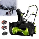 Electric Cordless Snow Thrower, 40V Lithium Battery, 3500W Brushless Motor, Throwing Width 50cm/20in, Distance 7.6m/25ft, with LED Light and Adjustable Chute, for Home and Commercial Use