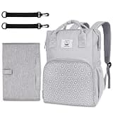 COTTONBEBE Diaper Bag with Changing Pad, Large Baby Bags Backpack with Stroller Straps & Insulated Pockets, Multifunction Waterproof Travel Diapers Back pack for Women & Man, Grey