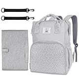 COTTONBEBE Diaper Bag with Changing Pad, Large Baby Bags Backpack with Stroller Straps & Insulated Pockets, Multifunction Waterproof Travel Diapers Back pack for Women & Man, Grey