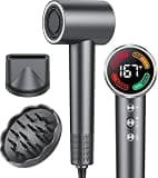 FAMOO Hair Dryer, 160,000 RPM High-Speed Ionic Blow Dryer with Diffuser and Concentrator Nozzle, 500 Million Negative Ions,Fast Drying, LED Display,Light and Quiet,For All Hair Types,For Home & Travel