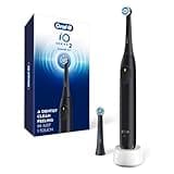 Oral-B Rechargeable Electric Toothbrush, iO2 Starter Kit, 3 Cleaning Modes, Automatic Pressure Sensor to Protect Gums, 2 Brush Heads, Night Black