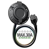 Heavy-Duty Waterproof AC Port Plug,20A/12AWG/125V RV Shore Power Inlet Socket with 16" Extension Cord,5in1 T-Blade Adapter Cable,Outlet Box for RV/Trailer/Boat Outdoor Electrical