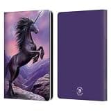Head Case Designs Officially Licensed Anne Stokes Black Unicorn Mythical Creatures Leather Wallet Case Compatible with Amazon Kindle Paperwhite 6