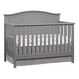 Pemberly Row 4-in-1 Convertible Wood Crib, Dove Gray Finish, Full Panel Headboard, Greenguard Gold Certified, 45.38 x 56.25 x 30.38 in, Nursery Toddler Bed, Daybed, Full-Size Bed