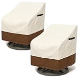 Waterproof Patio Chair Covers, Heavy Duty 600D Lawn Outdoor Furniture Covers for Swivel, Lounge, Rocking & Adirondack Chairs, All-Weather UV & Fade Resistant, 28W x 32D x 36H in, 2-Pack Beige & Brown