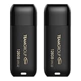 TEAMGROUP C175 128GB 2 Pack USB 3.2 Gen 1 (USB 3.1/3.0) Read 100MB/s Flash Thumb Drive, External Data Storage Memory Stick Compatible with Computer/Laptop Matte Black TC1753128GB22