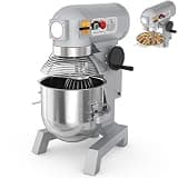 Commercial Food Mixer with 10L Stainless Steel Bowl, 3-Speed Adjustment & Emergency Stop Switch, Includes Dough Hook & Whisk for Bakeries & Pizzerias