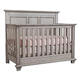 Pemberly Row 4-in-1 Convertible Wood Crib, Stone Wash Gray Finish, Greenguard Gold Certified, Bold Panel Design, 58.88" W x 34.13" D x 47.5" H, Nursery Furniture