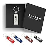 Kacenray Custom USB Flash Drive with Keychain, Personalized Embossed Logo Thumb Drive with Leather Sleeve for Photographers, Business Gifts, Corporate Events, Optional Presentation Box (100,2 GB)