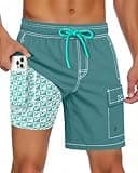 7 Inch Men Swim Trunks mid-Thigh Compression Liner Quick Dry Swimwear Bikini Swimsuit Bathing Suit Water Shorts Beach Trip Essentials Summer Vacation Must Have Travel Need Gear Gift Item Gadget 2025