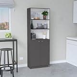 agnixnaf Bookcase 5 Tier 2-Door, Gray Bookshelves Storage, Modern, for HomeOffice