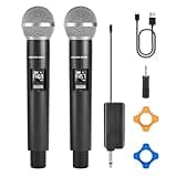 GOLDEN MARS Wireless Microphones - AI Auto Match Channel Mics, Upgraded 2.4GHz 500FT Extra-Long Range Stable Receiving Rechargeable Microfono Inalambrico for Karaoke Singing DJ Church Classroom