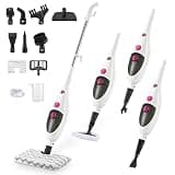 12-in-1 Steam Mop Cleaner, 15-Sec Fast Heat-Up, 1200W Floor Steamer with Double-Sided Pads, Removes 99.99% Stubborn Stains for Hardwood Floors, Marble, Clothes, Windows, Tiles, White