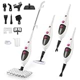 12-in-1 Steam Mop Cleaner, 15-Sec Fast Heat-Up, 1200W Floor Steamer with Double-Sided Pads, Removes 99.99% Stubborn Stains for Hardwood Floors, Marble, Clothes, Windows, Tiles, White