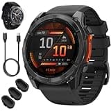 Garmin 010-02905-00 Fenix 8 51mm GPS Smartwatch, AMOLED Slate Gray with Black Silicone Band Bundle with Screen Protector, 3X Silicone Dust Cover and USB Type C Charging and Sync Cable