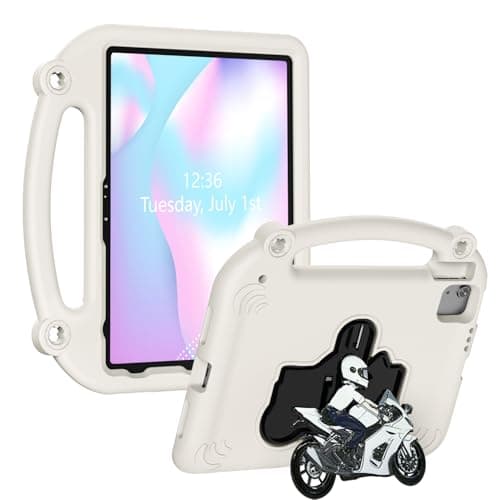 iDOMi Kids Case for iPad (A16) 11th/10th Generation/iPad Air 11-inch M4/M3/M2 (2026/2025/2024), Shockproof Lightweight Handle Stand Anti-Scratch Non-Slip Protective Bumper, Offwhite