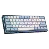 Mechanical Backlit Keyboard, Adjustable Actuation Speed, Blue Switch Mechanical Keys, 60% Size, 61 Keys, 8K Polling Rate, USB Connection Cable, Windows System (Blue and White)