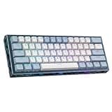 Mechanical Backlit Keyboard, Adjustable Actuation Speed, Blue Switch Mechanical Keys, 60% Size, 61 Keys, 8K Polling Rate, USB Connection Cable, Windows System (Blue and White)