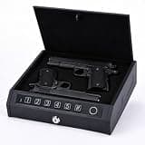 Biometric Handgun Safe, 3-Way Quick Access Cold Rolled Steel Pistol Safe with 32 Fingerprints, Silent Mode, LED Light & Wrong Entry Lockout for Car Home Travel