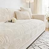 CARUILICI Couch Covers for Sofa Sectional Sofa Covers Washable Non Slip Quilted Couch Covers Sofa Slipcovers for 3 Cushion Couch Dog Couch Cover Furniture Protector(1PC,White, 36"X71",Only Seat Cover)