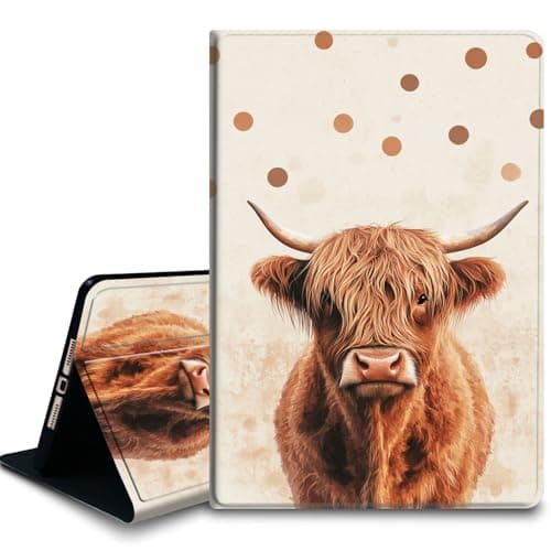 Bxgolkgd Tablet Case for Samsung Galaxy Tab A 10.1 Inch 2016(SM-T580/T585/T587),Shockproof Stand Cover with Heat Dissipation,Auto Wake/Sleep Function,Cute Highland Cow