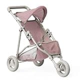 Olivia's Little World Doll Jogging-Style Stroller with Canopy, Storage Underneath, Pink and Cream and Gray