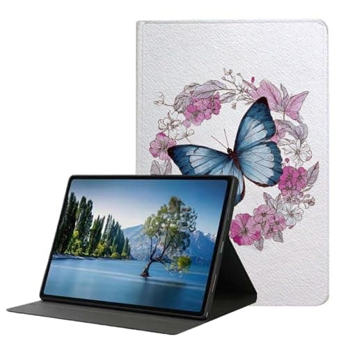 DHEEBFWE Case for All-New Kindle Scribe (10.2 inch, 2022 Release),Slim Hybrid Multi-Angles Viewing Stand Cover w/Auto Wake/Sleep,Blue Butterfly Wreath
