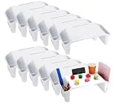 JOMCYDM 12 Pcs Lap Desk Tray, Plastic Breakfast Laptop Trays with Side Pockets, Portable Lap Bed Table,3 Compartments on The Side,50 * 25 * 18cm (White, 12 Pcs)