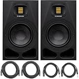 ADAM Audio A7V 7-inch Powered Studio Monitor, Black (Pair) AMS-A7V Bundle with 2X OnStage 25ft XLR Cable + 2X 10ft Balanced XLR to TRS Cable