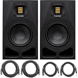 ADAM Audio A7V 7-inch Powered Studio Monitor, Black (Pair) AMS-A7V Bundle with 2X OnStage 25ft XLR Cable + 2X 10ft Balanced XLR to TRS Cable