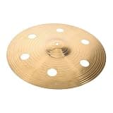 jojofuny 14-inch Alloy Trash Crash Cymbal with Holes, Perforated Effect Cymbal for Drum Set, Fast Attack and Quick Rhythm Changes, Golden Color Suitable for Rock and Playing Environments