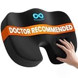 Everlasting Comfort Doctor Recommended Memory Foam Seat Cushion for Office Chairs & Car - Ergonomic Office Desk Accessories - Cushions for Tailbone Pain Relief, Sciatica (Black, Large)