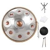 22 Inch Handpan 10 Notes in D Minor Kurd 440Hz Drum with Stand,Performance Musical Instrument Steel Handpan Drum Instrument