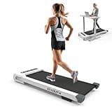 GOYOUTH APP Control Compact Treadmill, Quiet Comfort Running Machine with QR Code Connection & Fun Competition, Indoor Home Cardio Fitness Equipment for Daily Walking and Jogging, 300 lbs Capacity