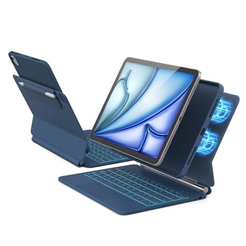 ZYNTHRALIX for iPad Air 11” Case with Keyboard (M3/M2, 2025/2024), Keyboard for iPad Pro 11" (1/2/3/4th Gen) & Air 4/5, Portrait/Landscape Mode, 11-Color Backlit, Removable Protective Case, Navy Blue